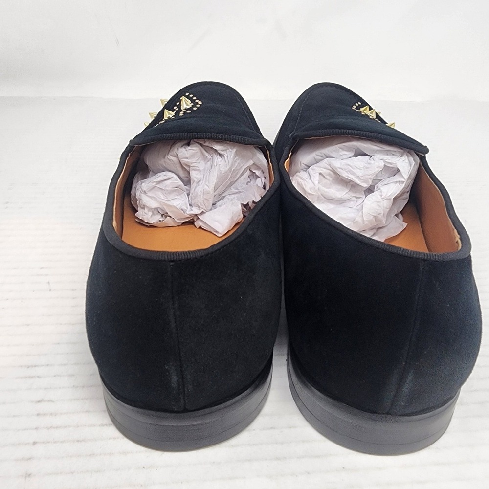 Elanroman Black Studded Loafers Gold Spikes Red Sole Shoes Womens Size 13.5 NEW - Picture 9 of 13